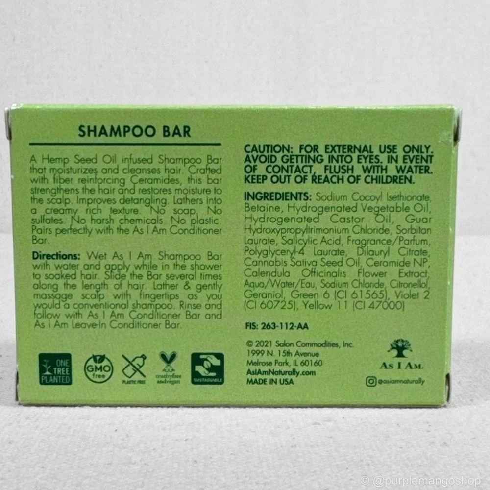As I Am Hemp Seed Oil Shampoo Bar & Leave-In Conditioner Bar Set | Natural Hair